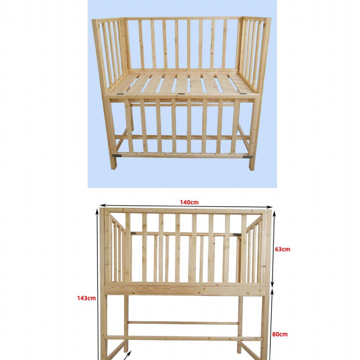 測(cè)查床規(guī)格長(zhǎng)140cm寬77cm高143cm欄高63cm